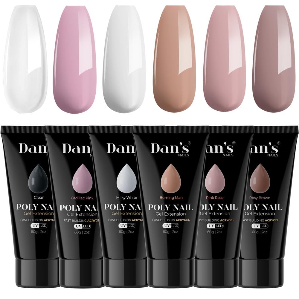 Dan's Poly Nail Gel, 60ML Essential Nudes Gel Builder Nail Extension for All Season Gel Color Strengtheners-Long-Lasting Molding Gel Nail Supplies for DIY Salon (Essential Nudes)