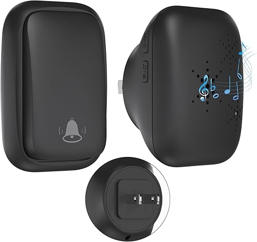 Miniatura 11 de Timbre inalámbrico autoalimentado con enchufe de EE. UU., sin batería, distancia de 38 canciones, timbre de puerta para exteriores, impermeable,