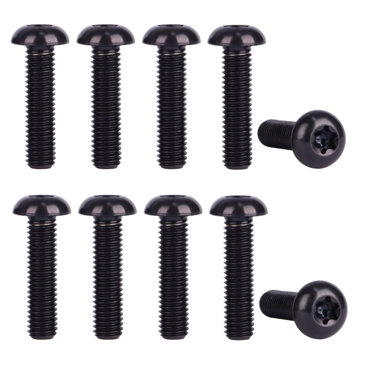 UHDFBDHF 10Pcs Titanium Water Bottle Cage Bolts Torx M5x10 12 15 20 25mm Bicycle Rotor Screws Gr5 (Black, M5x20mm)