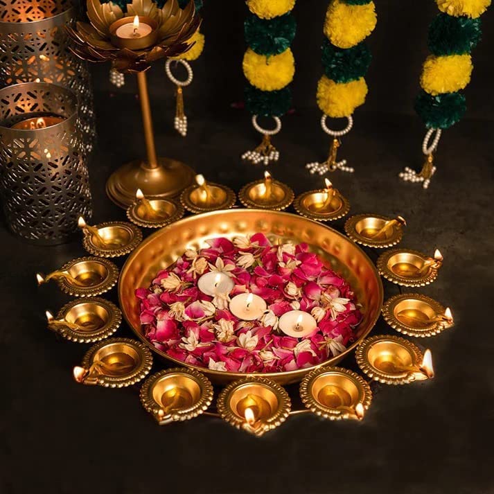 WORLD DECO Flower Shape Diya Decorative Urli Bowl for Home,Office and Table Decor | Diwali Decoration, Floating Flowers and Tea Light Candles Home (Set of 3) (14 inch) (B0CG3CYK5P) Amazon Price History, Amazon Price Tracker