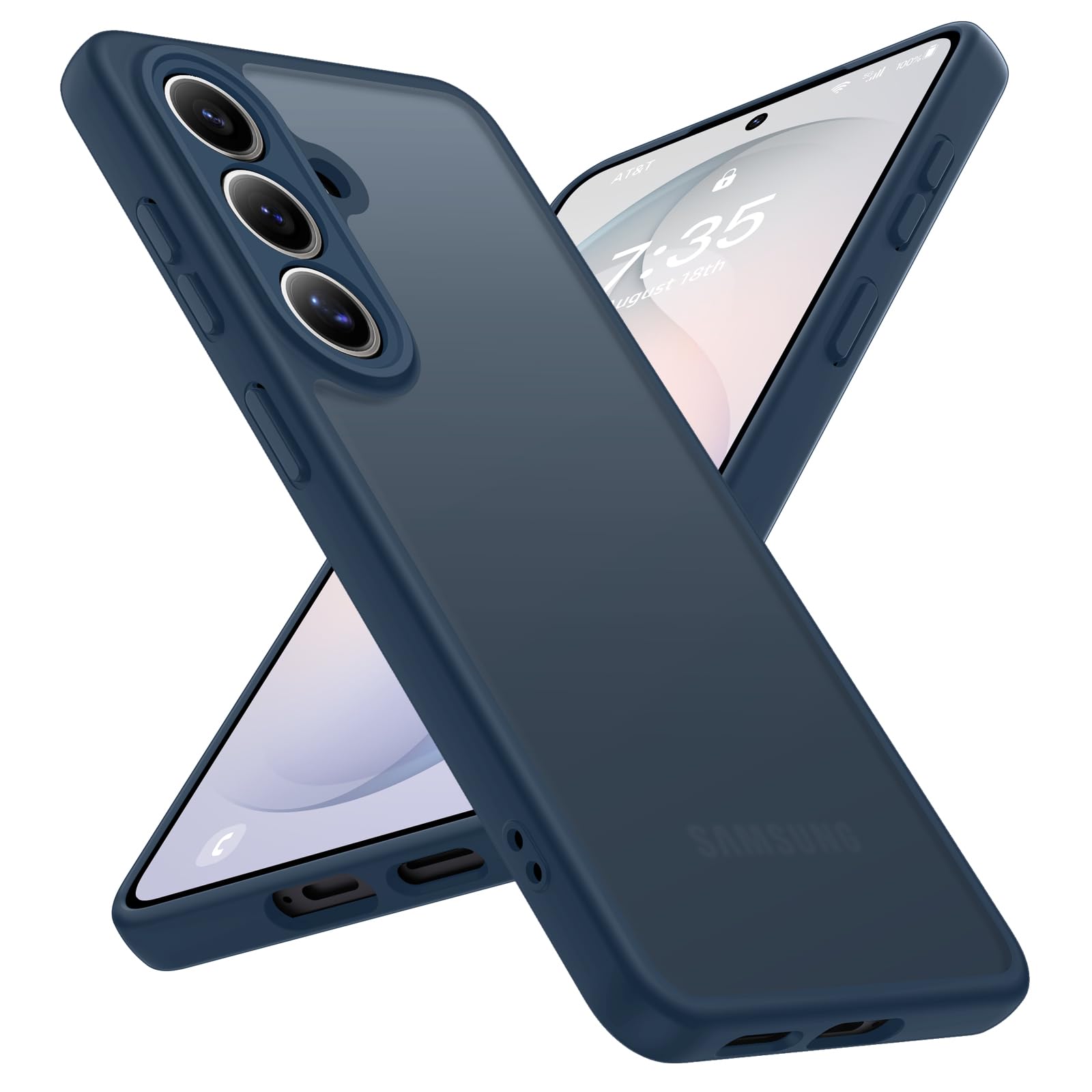 【スリムフィット・米軍規格】Holidi Galaxy S26 ケース マット感 米軍MIL規格 全面保護 ワイヤレス充電 黄変なし 二重構造 ギャラクシーs26 ケース Mattesimpl-Series 半透明ブルー