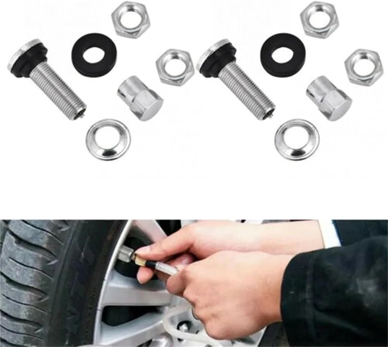 8 Pcs Car Tire Valve Short Stems Tubeless Vacuum Silver Auto Replacement Parts