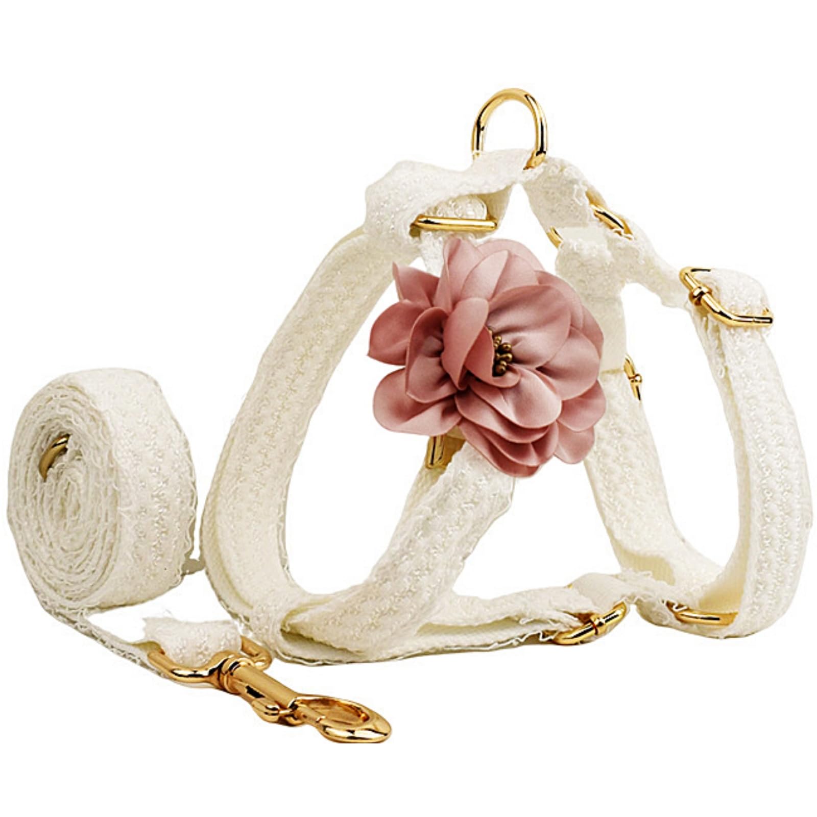 Set di pettorina e guinzaglio per cani, regolabile, motivo floreale, per addestramento a piedi, design confortevole, per cani di piccola e grande taglia
