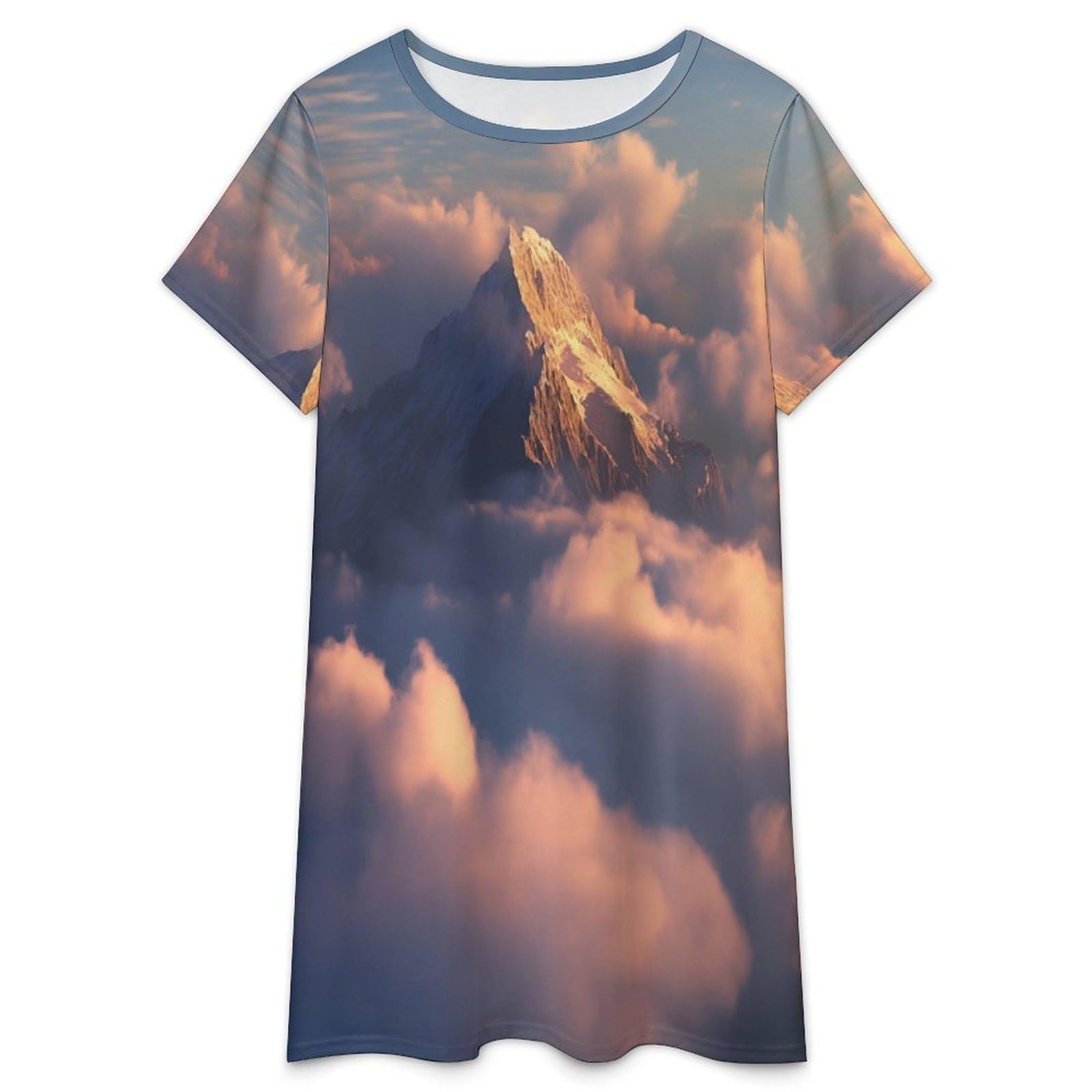Camisones De Mujer - Montaña del Cielo Camisón De Manga Corta para Estar En Casa Tallas S-3Xl Holgado Largo Suave para El Verano.