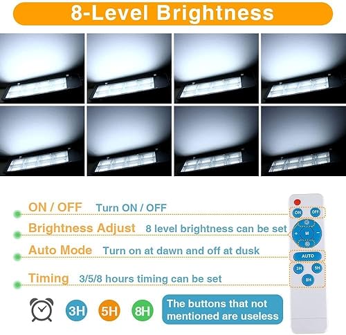 Miniatura 3 de Luces solares LED de 8000 W para exteriores, luz de inundación de seguridad del atardecer al amanecer con control remoto, inalámbrico, impermeable,