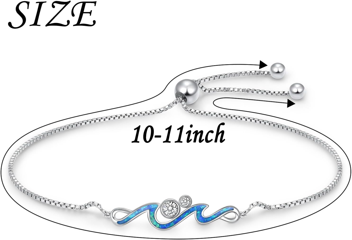 925 Sterling Silver Celtic Knot/Handcuffs/Elephant Turquoise/Hamsa Hand/Wave/Moonstone Sun and Moon Bracelet with Cubic Zirconia Graduation Birthday Valentine's Day Gift for Women Sisters Best Friend - Image 4