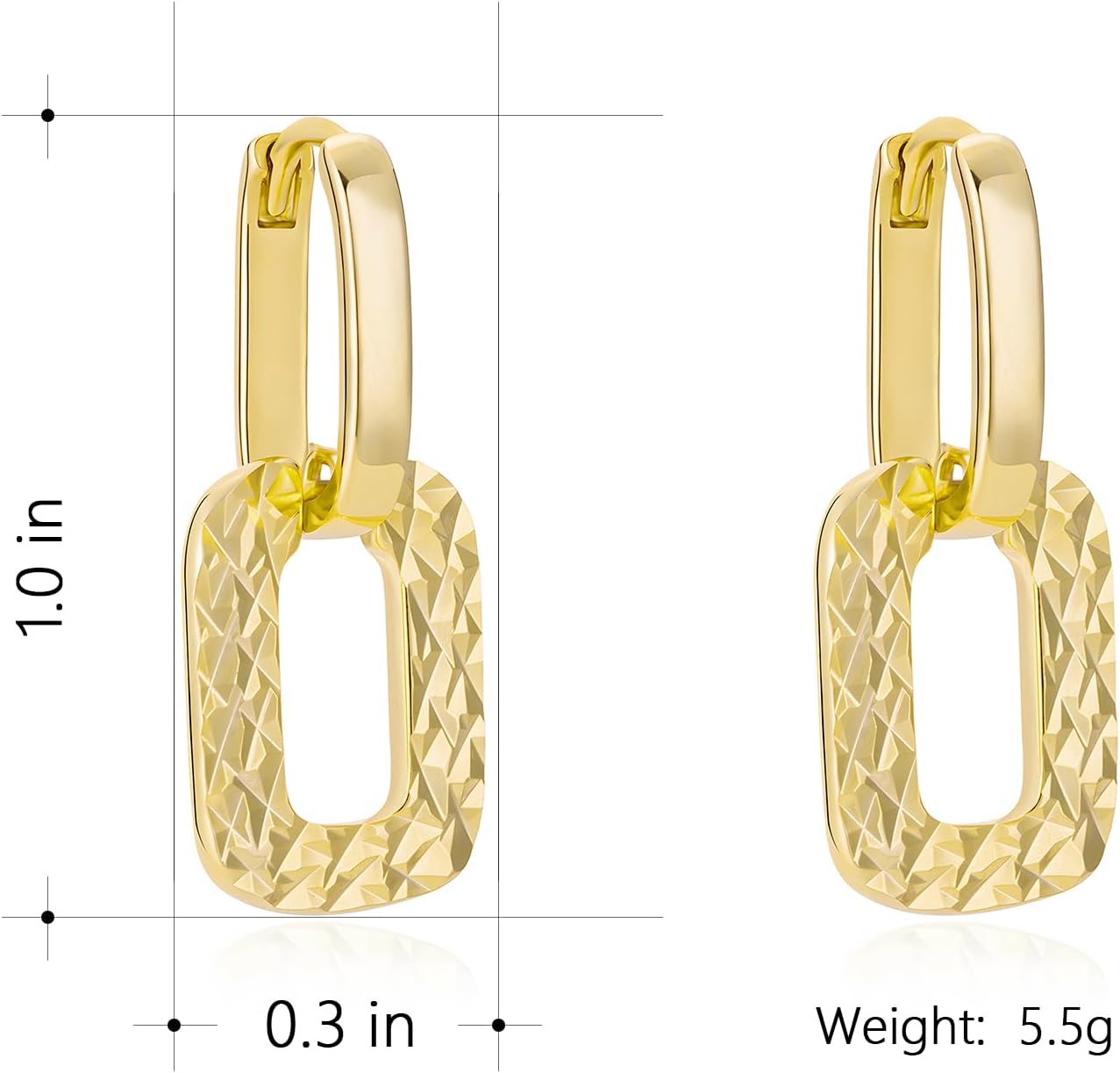 Milan Chiva Small Dangle Earrings for Women 14k Gold Plated Lightweight Huggie Drop Dainty Jewelry - Image 4