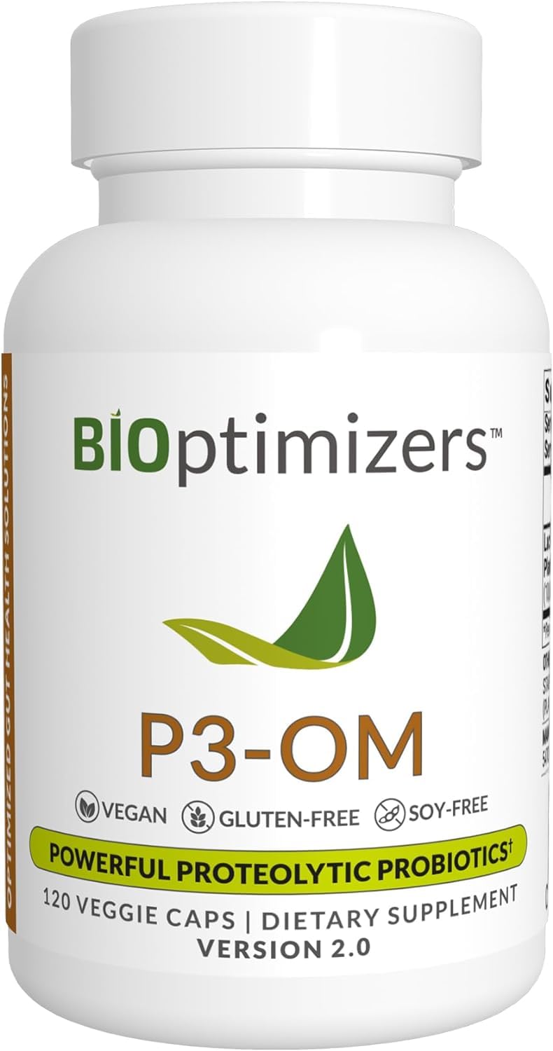 BIOptimizersP3-OM Proteolytic Prebiotics & Probiotics Supplement- Gut Relief Support- 120 caps