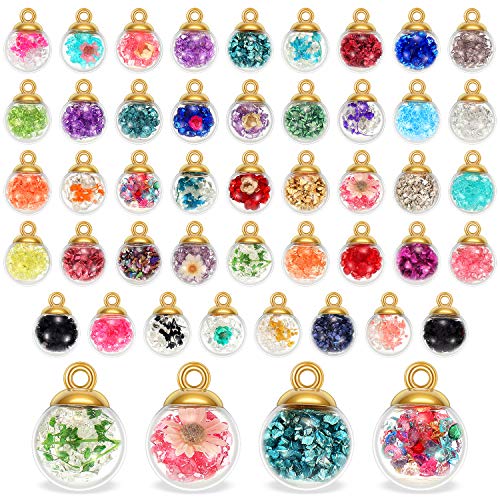 88 Pieces 16 Mm Mixed Glass Ball Pendants Crystal Charm Diy Jewelry Making Pendants With Rhinestone Bead, Resin Drill And Dried Flowers For Craft Supplies (Classic Style) #TOP7