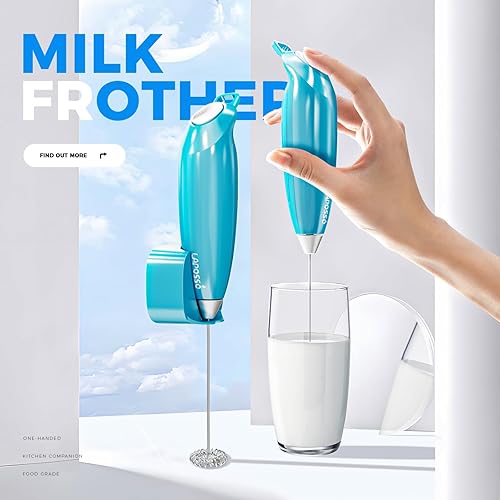 Miniatura 5 de Varita espumadora de leche con base magnética con soporte, funciona con pilas (no incluida). Mezclador eléctrico de mano para café, café con leche,
