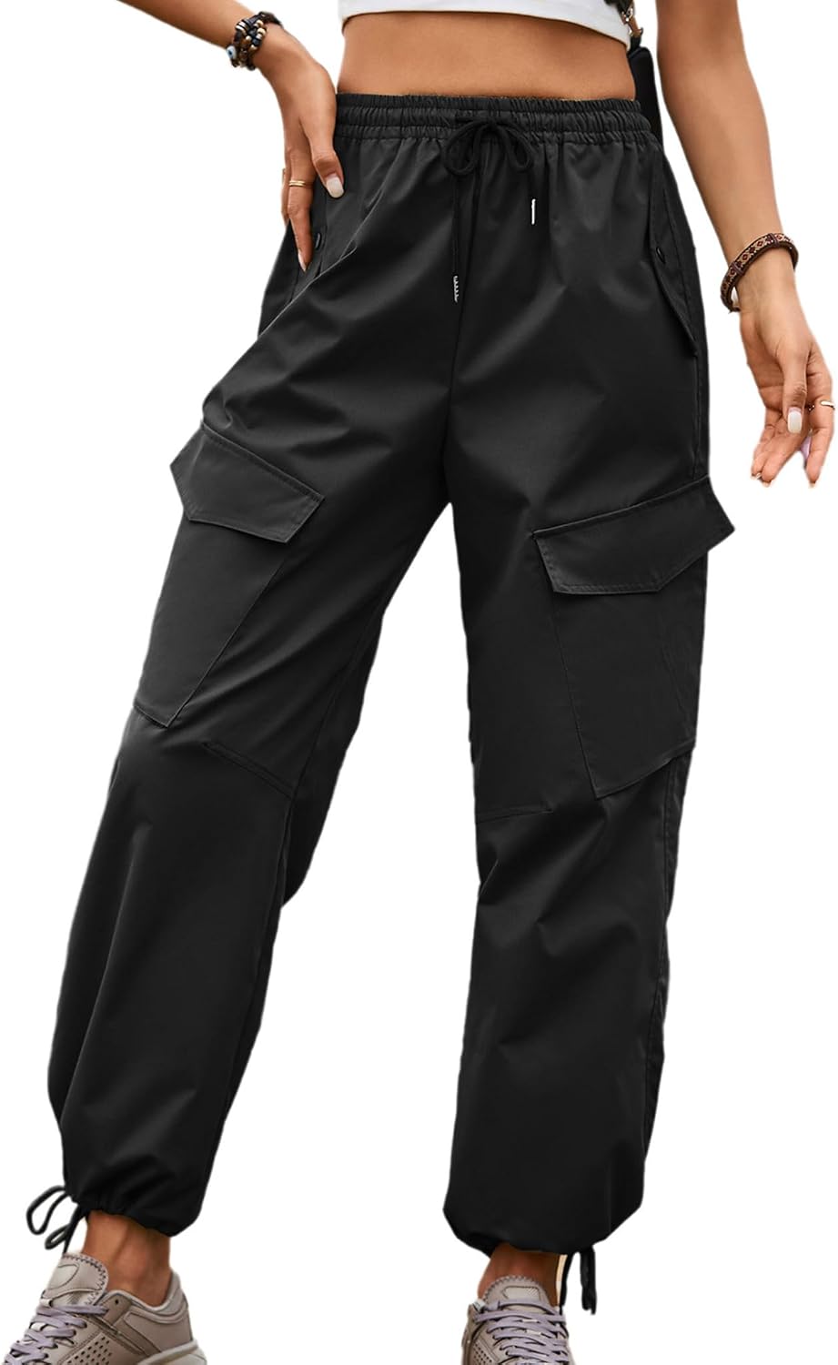 Women Ankle-Length Pants with Cuffs Jogger Sweatpants Jazz Dance Trousers Athletic Bottoms for School
