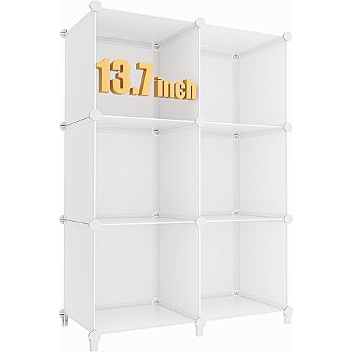 HOMIDEC XLarge Cube Storage Organizer,13.7 Inch Closet Organizer Storage Cabinet Shelf Bookshelf with Metal Hammer, Storage Cubes Organizers Cabinet for Kids, Closet, Bedroom, Bathroom White