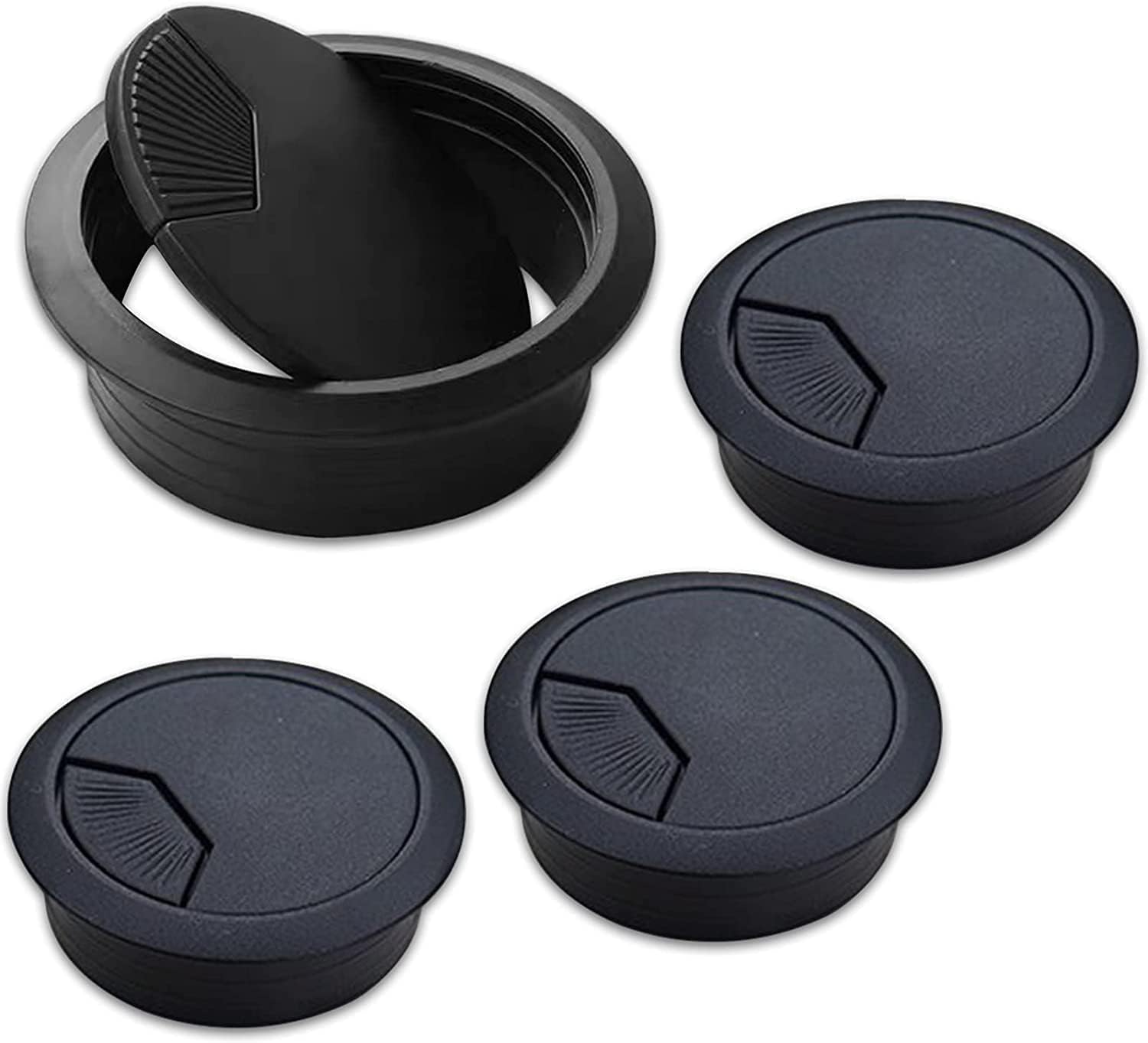 2 Passacavo Per Scrivania Da 60mm - Nero In Lega Di Zinco - Per Organizzare Cavi Su Tavoli E Desktop - Foto 13