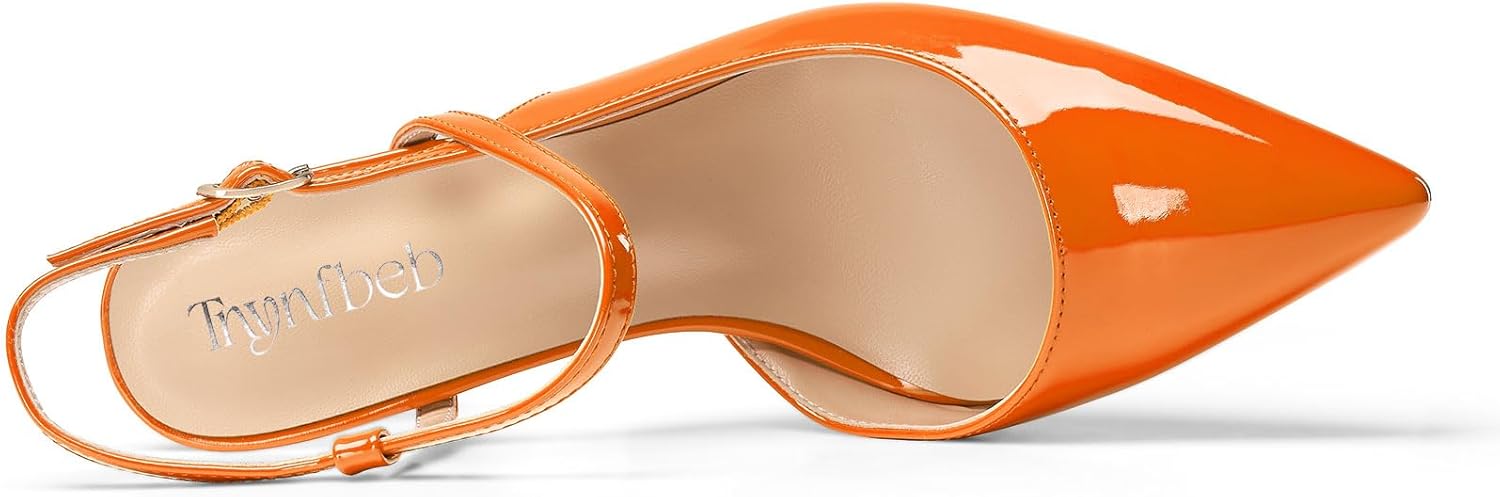 TNYNFBEB Womens Stiletto High Platform Heel Pointed Toe Pumps Slingback Ankle Strap Buckle Party Cute 3.9 Inches Heels