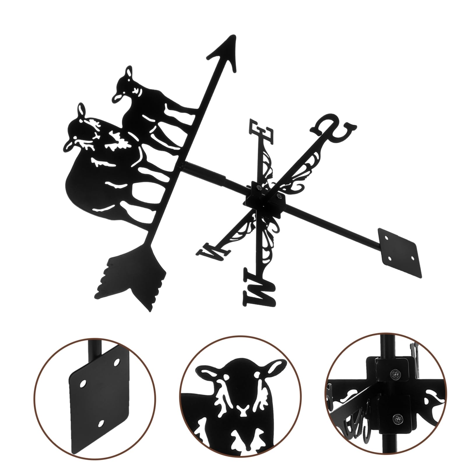 Toddmomy Girouette Décoration Jardin Forme Mouton Fixation Toit Jardin Indicateur Direction Vent