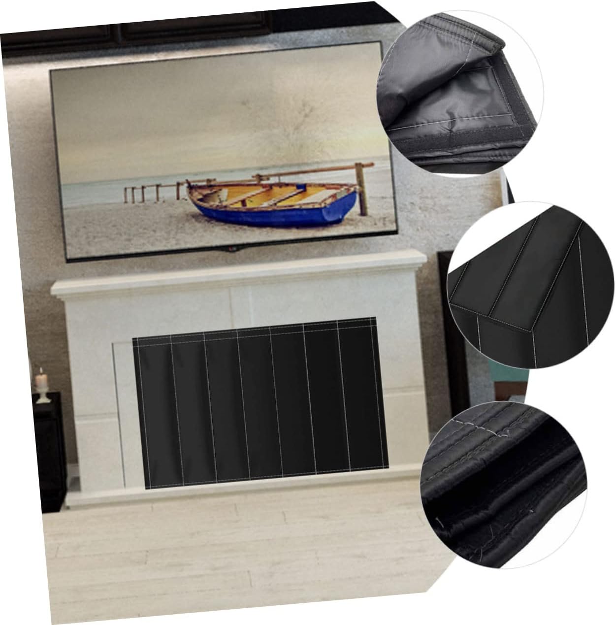 Fireplace Blanket Windproof Fireproof Insulation Rug Mantel Cover Winter Accessory