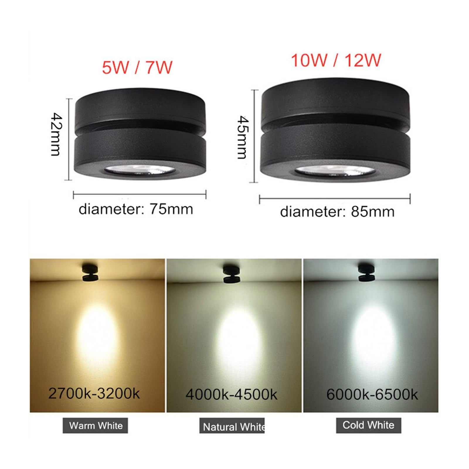 Reflektory ledowe AC/DC 12V 24V składana oprawa LED typu Downlight 5W 7W 10W 12W żarówka 360 kąt obrotowy 3000K/4000K/6000K światło punktowe