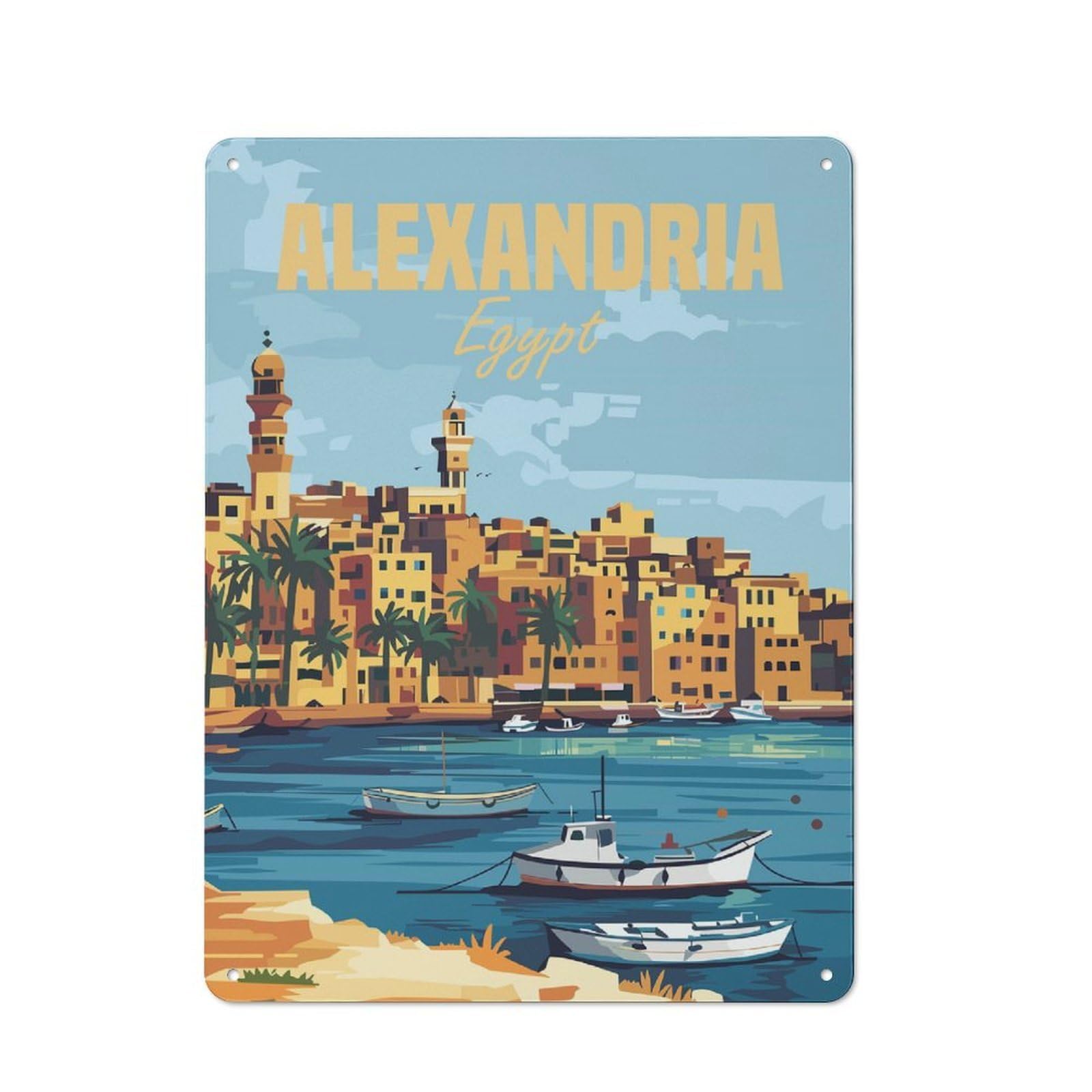 Junmoney Alexandria Egypt Shop Front Style Cafe Metal Sign 40X30cm Featuring Restaurant Wall Art For Takeaway, Bar, Kitchen Or Counter Area