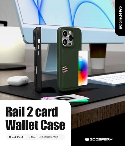 Miniatura 2 de GOOSPERY Rail 2 - Funda para tarjetas compatible con iPhone 14 Pro con dos ranuras para tarjetas, protección ligera y suave, soporte para tarjetas