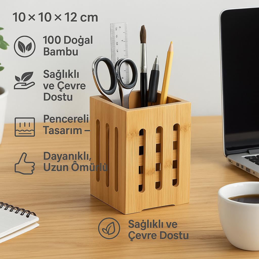 SUWORS Bambu Mutfak Organizeri, Kare 10×10 cm, Pencereli Ahşap Düzenleyici Kutusu