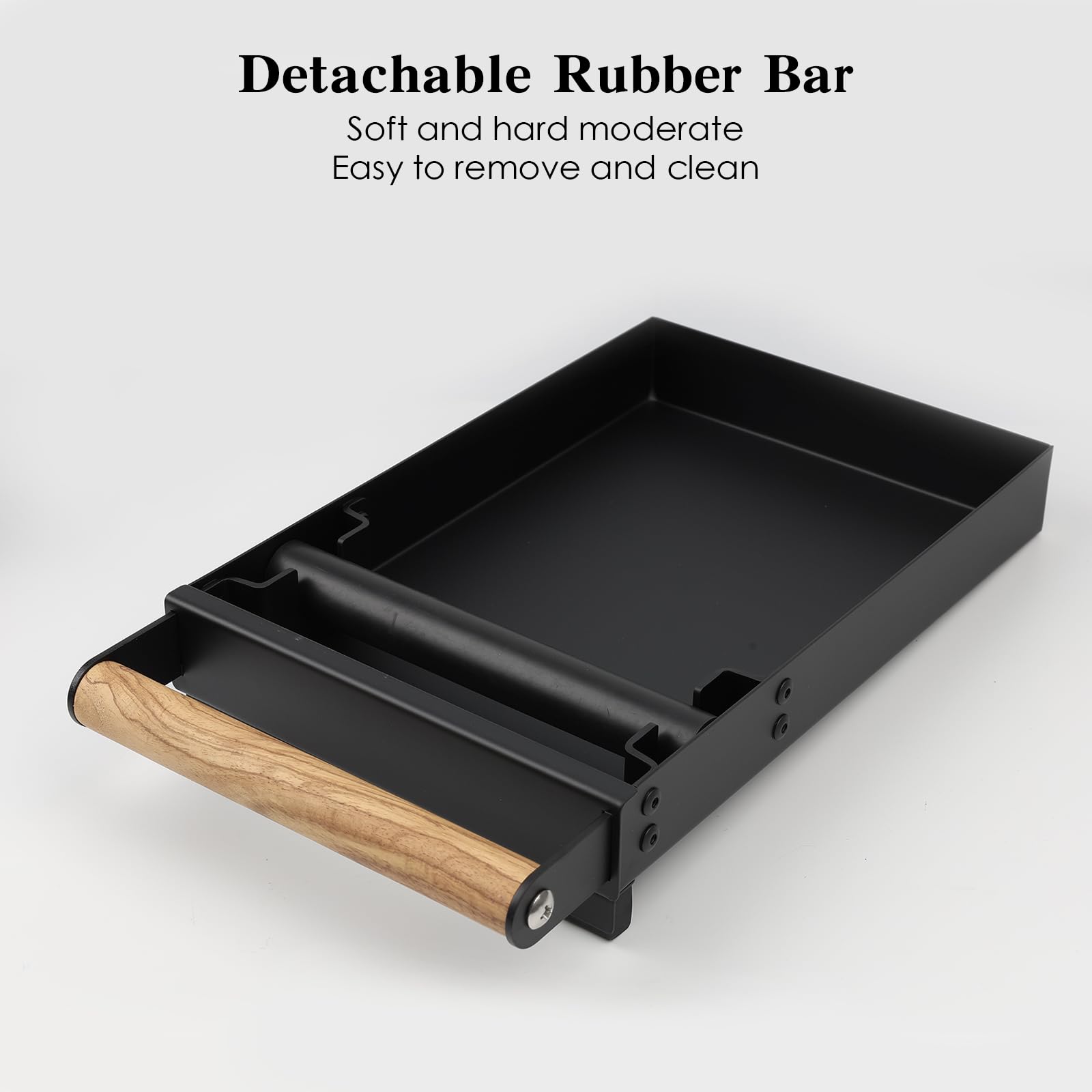 Caja de golpeteo de cajón con asa, contenedor desmontable de acero inoxidable, contenedor de café extraíble, absorbe los golpes y duradero estilo barista, palo de golpeteo desmontable, mango de madera