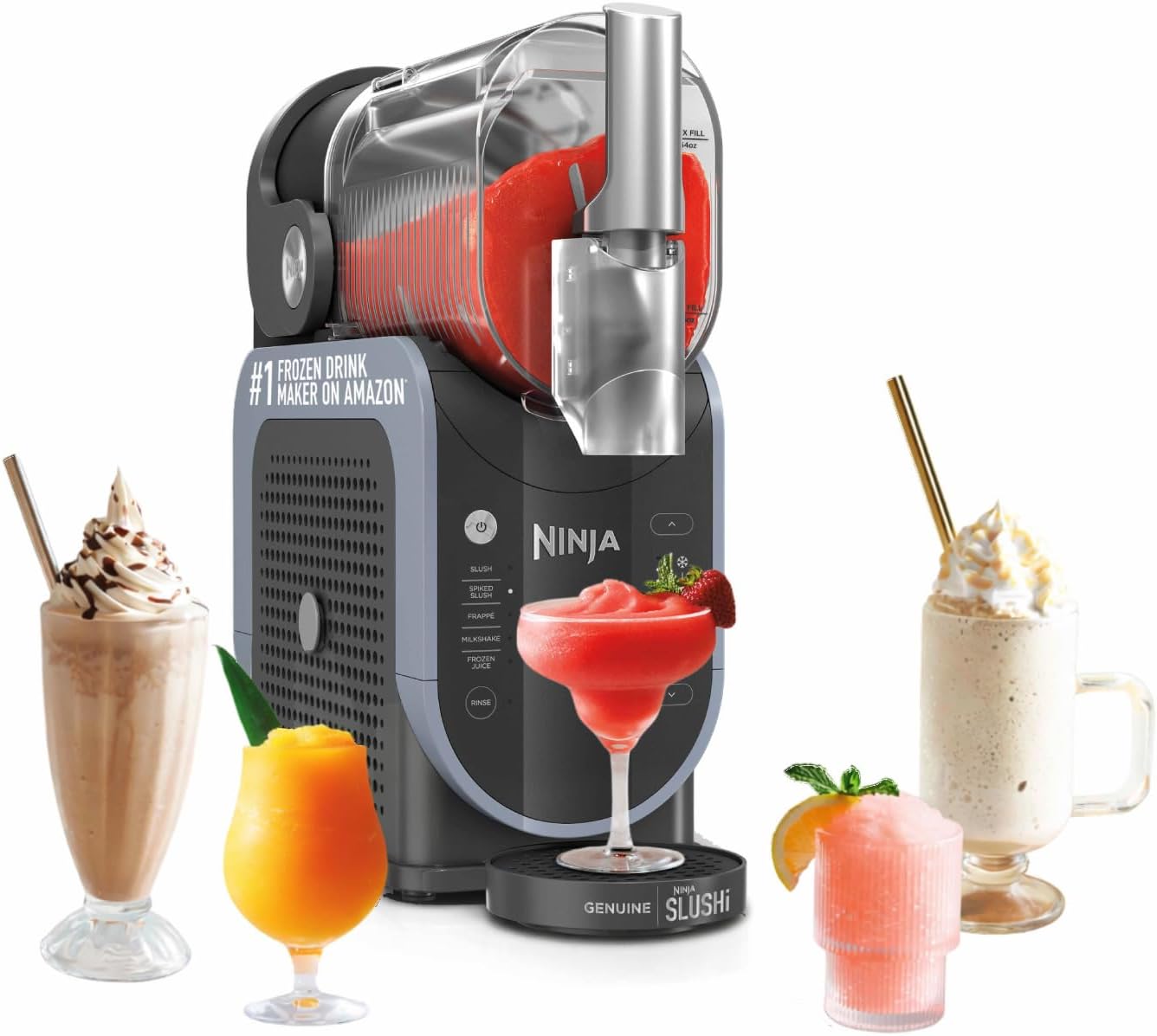 SLUSHi Frozen Drinks Maker, Create Slush, Frozen Cocktails, Frappé, Milkshakes & Frozen Juice, No Ice or Preperation Needed, WhisperChill Technology, 1.9l Capacity, Blue & Grey FS301UK