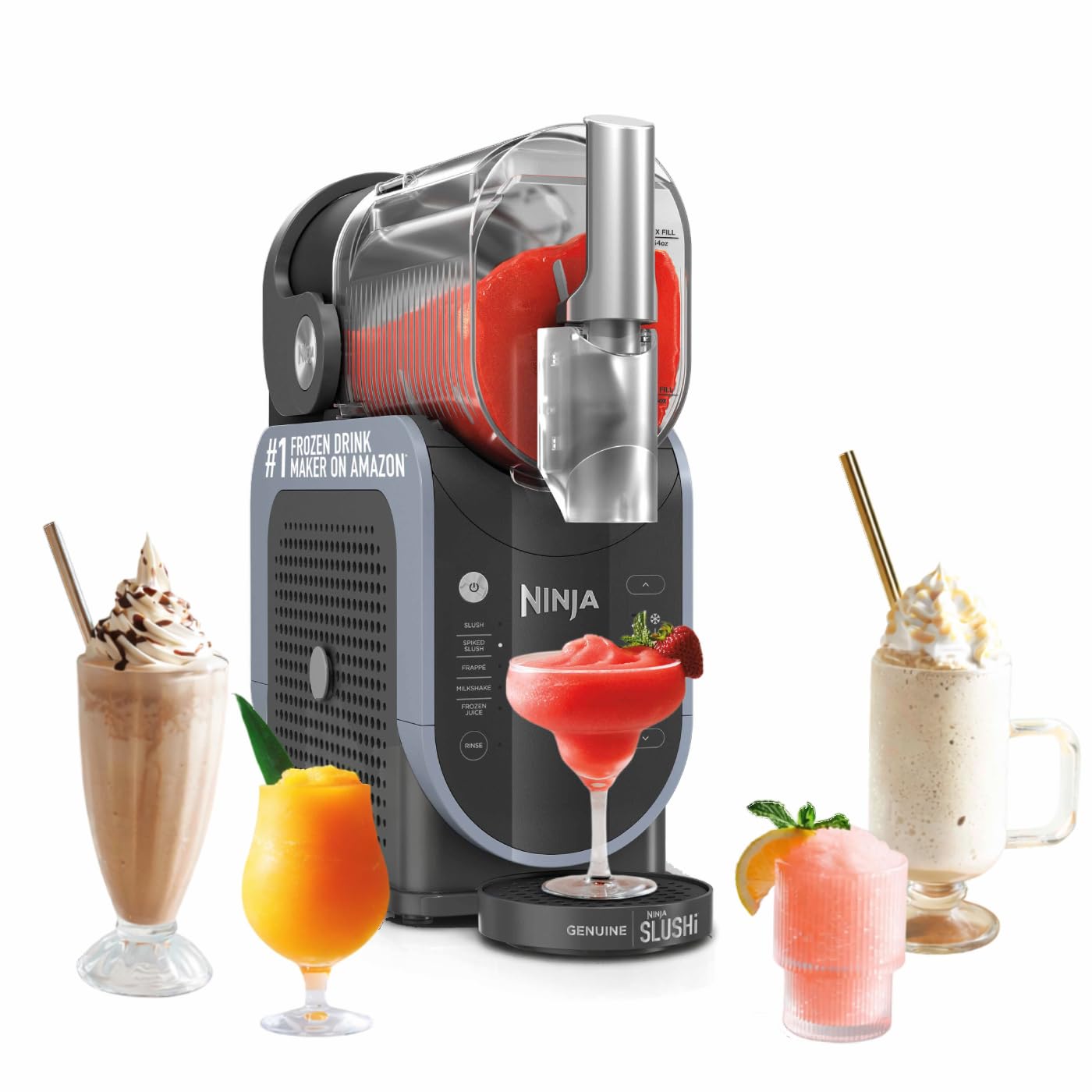 SLUSHi Frozen Drinks Maker, Create Slush, Frozen Cocktails, Frappé, Milkshakes & Frozen Juice, No Ice or Preperation Needed, WhisperChill Technology, 1.9l Capacity, Blue & Grey FS301UK