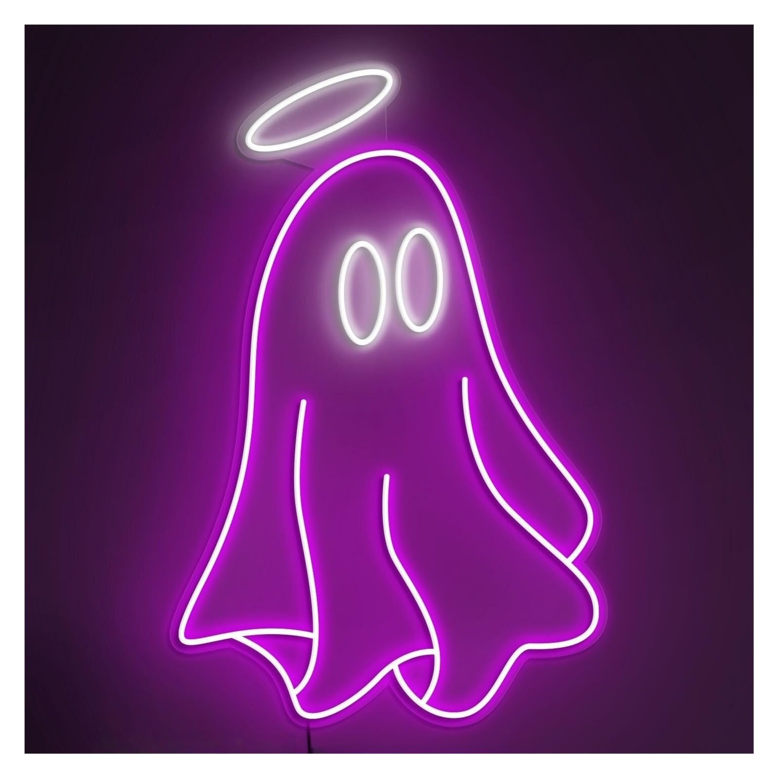 RONGCH Hanging Art Signs Ghost Neon Sign, Suitable for Bedroom Wall Decor with Brightness Adjustable 44cm
