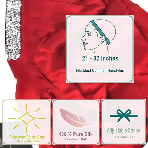 Miniatura 2 de Imprint By Mau - Gorro de noche de seda suave con brillantes de satén y banda ancha, evita daños en el cabello y encrespamiento.