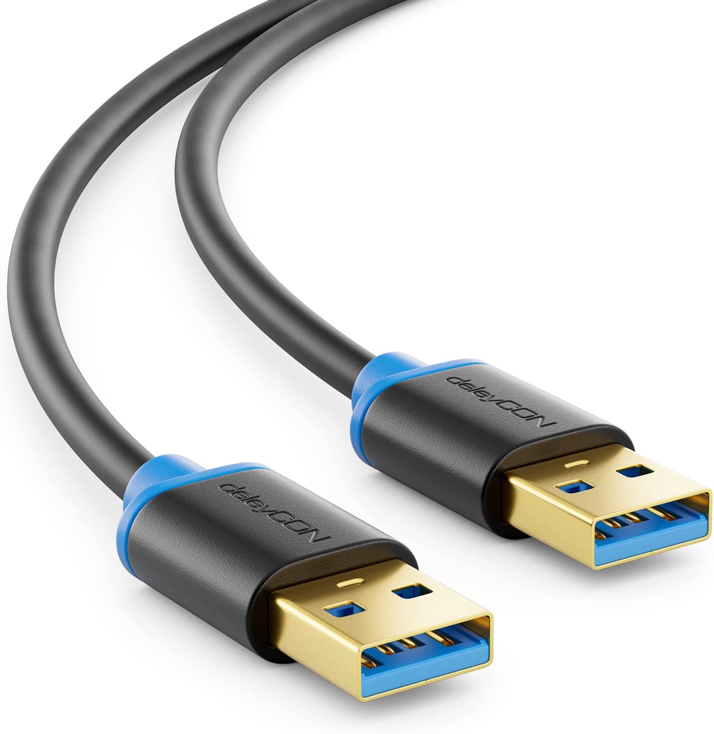 USB 3.0 Cable A/A, Black/Blue 1.5m