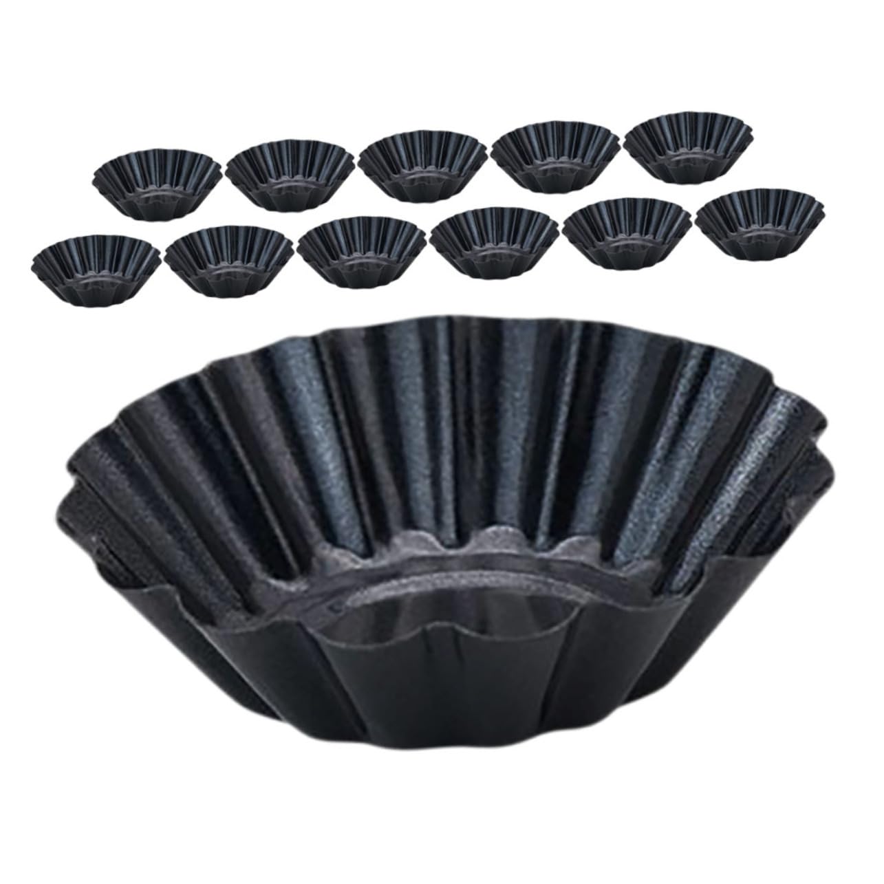 12pezzi Stampo Antiaderente Acciaio Carbonio Per Tartellette Forma Mold Per Muffin e Cupcake Riutilizzabili e Facili Da Per La Fatta Casa