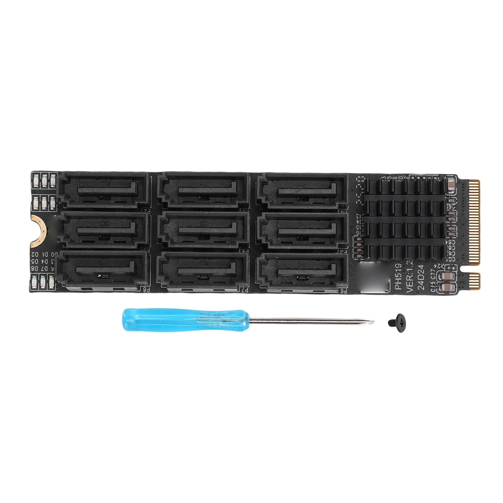 Fockety Adaptador M.2 a 3.0, Tarjeta de Expansión de Alta Velocidad con Interfaz PCIe 3.0 X2 de 9 Puertos, Convertidor PCIe a con Refrigeración por Disipador Térmico de Aluminio para PC de Escritorio