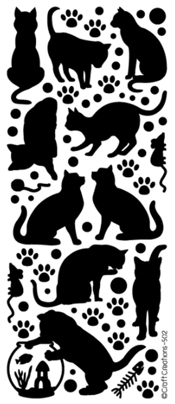 TRTO 1Pcs Black Color Animal Peel Off Stickers Medium Cats Card Making Craft Black Easy to Use and Useful for Decorations