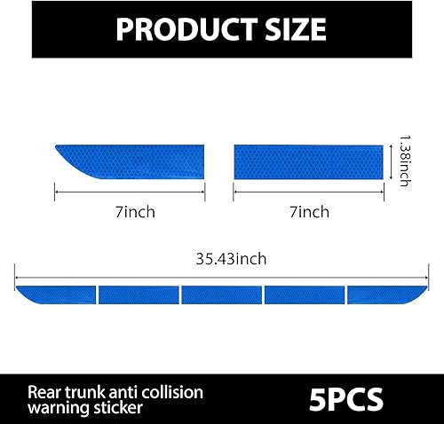 Miniatura 2 de 5 calcomanías reflectantes para la parte trasera del automóvil, 35.4 x 1.3 pulgadas, calcomanías de advertencia de seguridad contra colisiones