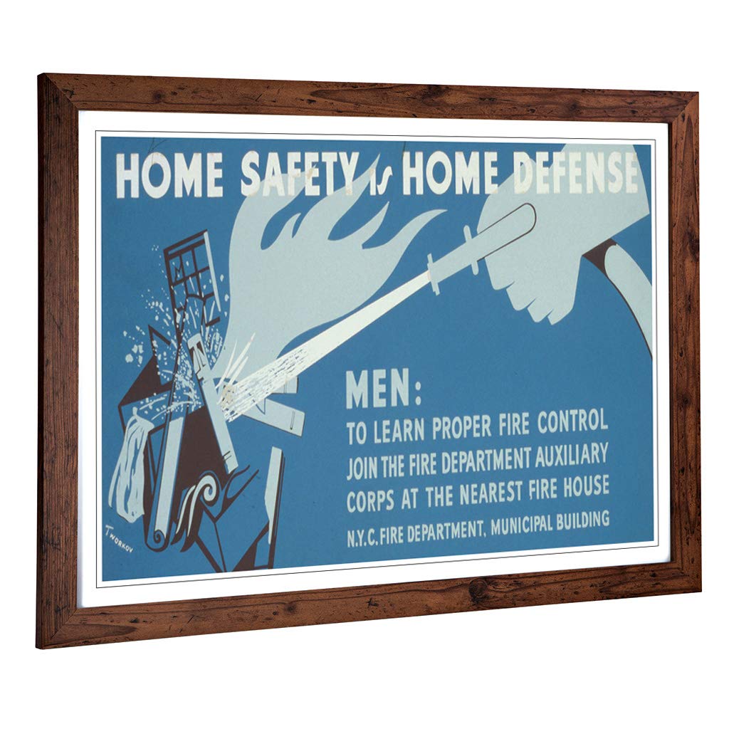 Big Box Art Framed Print of Vintage WPA Poster Defense Design | Wall Art Picture | Home Decor for Kitchen, Living Room, Bedroom, Hallway, Walnut, A2 / 24.5x18 Inch / 62x45cm