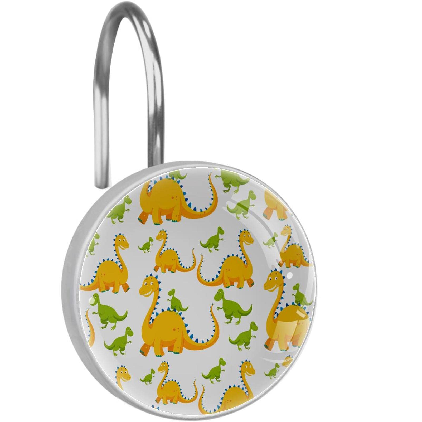 Crochets de rideau de douche dinosaure en acier inoxydable x12