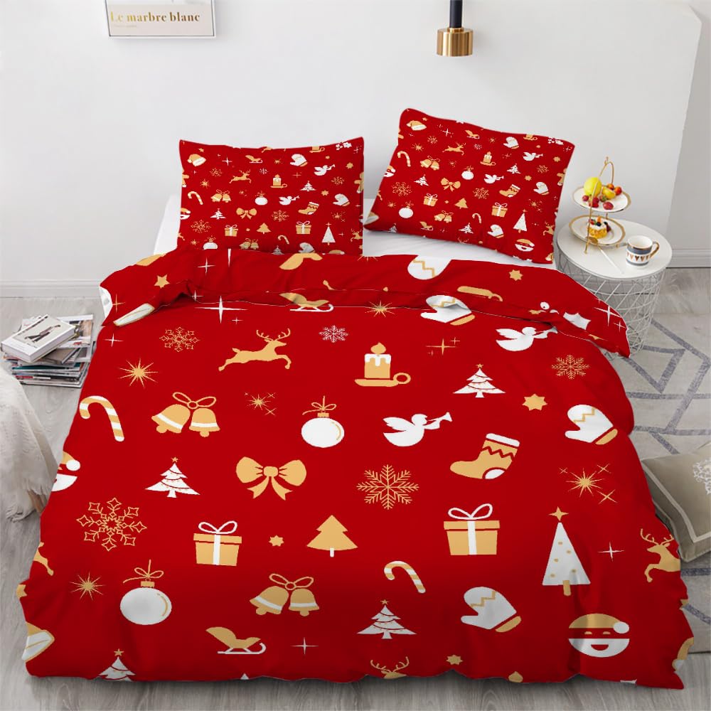 MARBRE 3D Christmas Single Duvet Cover Set 135x200cm 2 piece Soft Microfiber Reversible Bedding Set Christmas Comforter Cover with Zipper Closure Quilt Cover with Pillowcase 50x75cm(Image 2-20)