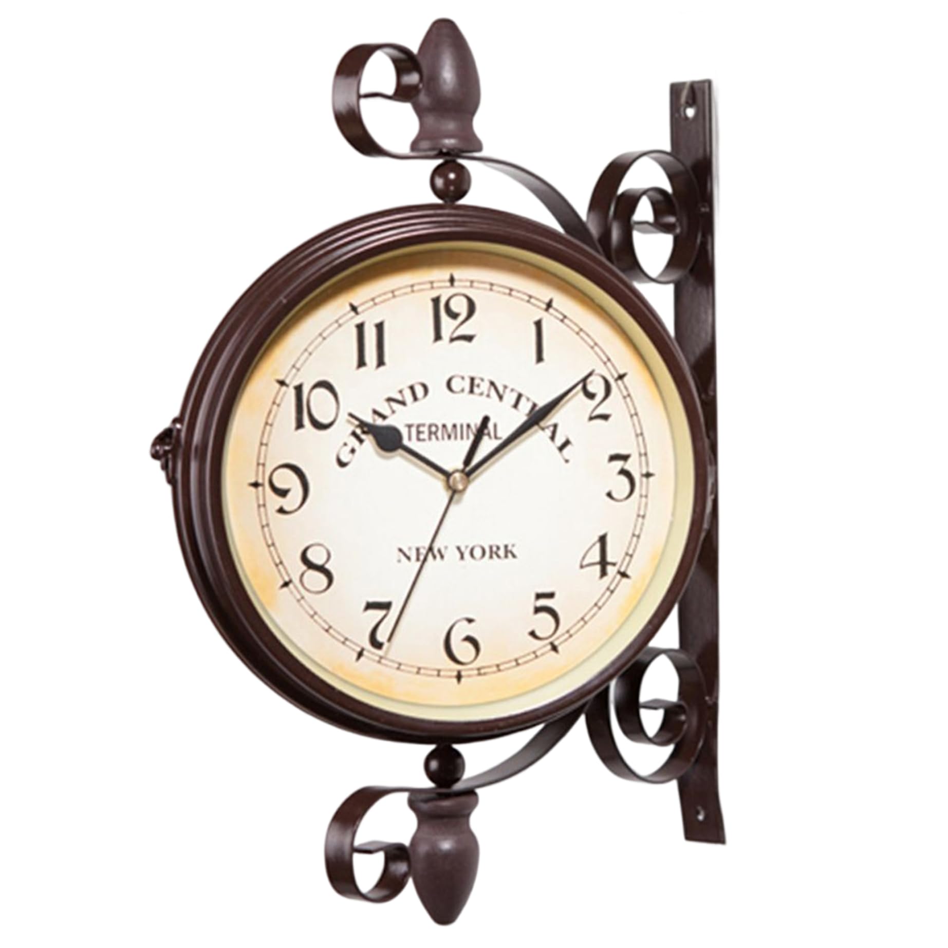 Horloge double face de station vintage coin en métal suspendu mur industriel
