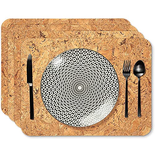 Tuuters 4er Platzset aus Kork, Tischset, Platzdeckchen, abwaschbar 40x30cm (4-teilig)
