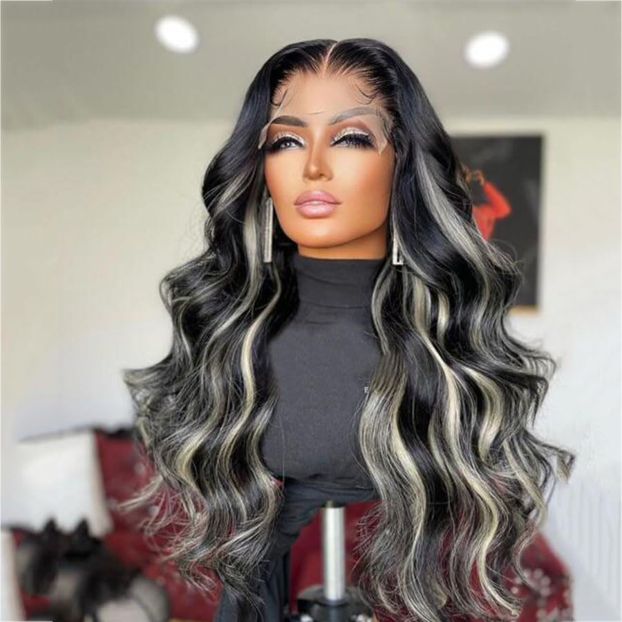 Amazon.com : Anisah Highlight Grey Wigs Human Hair for Black  display picture 1