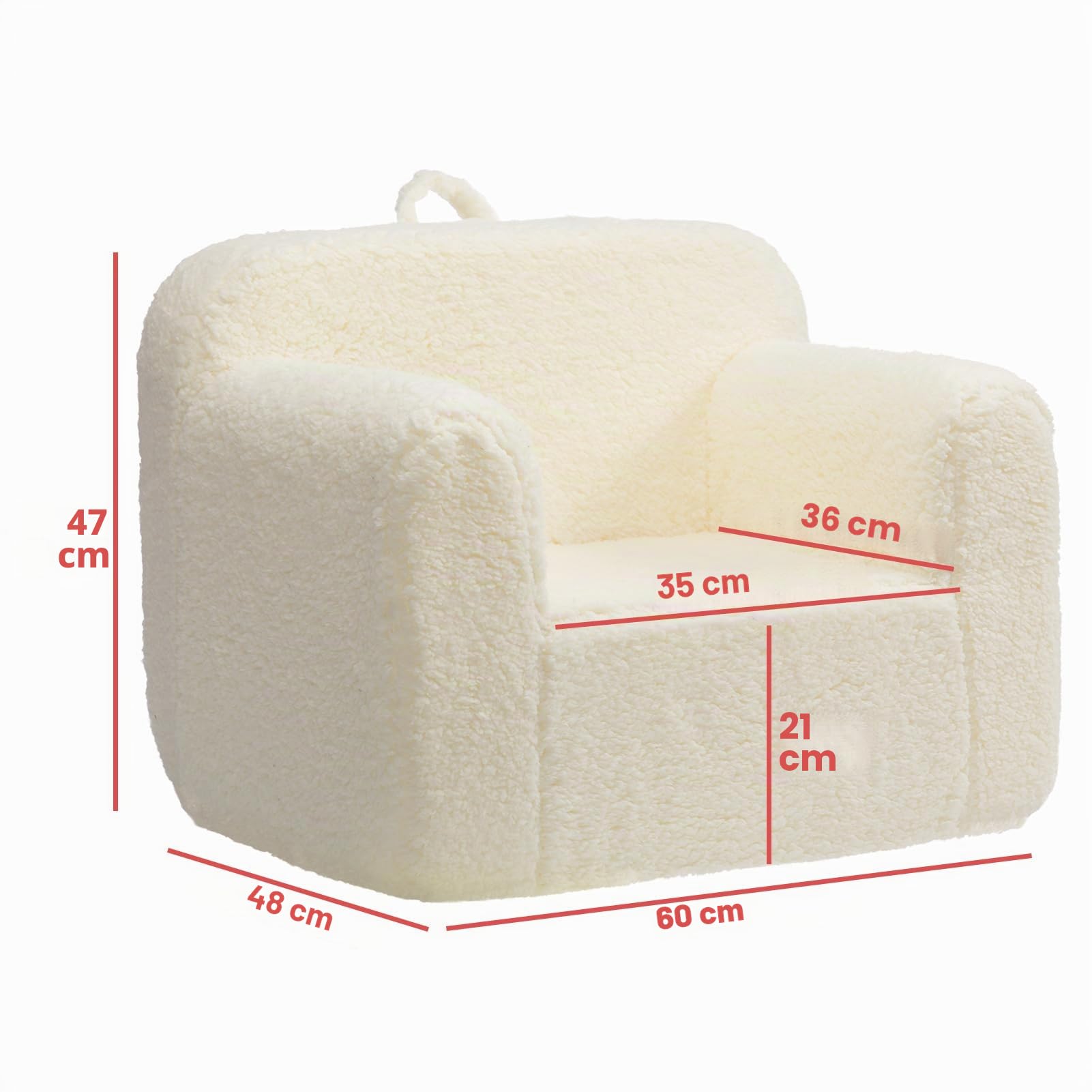 BEJOY Fauteuil pour Enfant,Canapé Ultra-Doux en Mousse Moelleuse,Fauteuil Câlin Simple en Sherpa Peluche,Canapé de Lecture Confortable pour Garçons et Filles,Crème