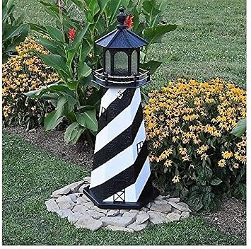 Amish-Made Cape Hatteras, NC Replica Lighthouse with Solar-Powered LED Lighting, 95" Tall