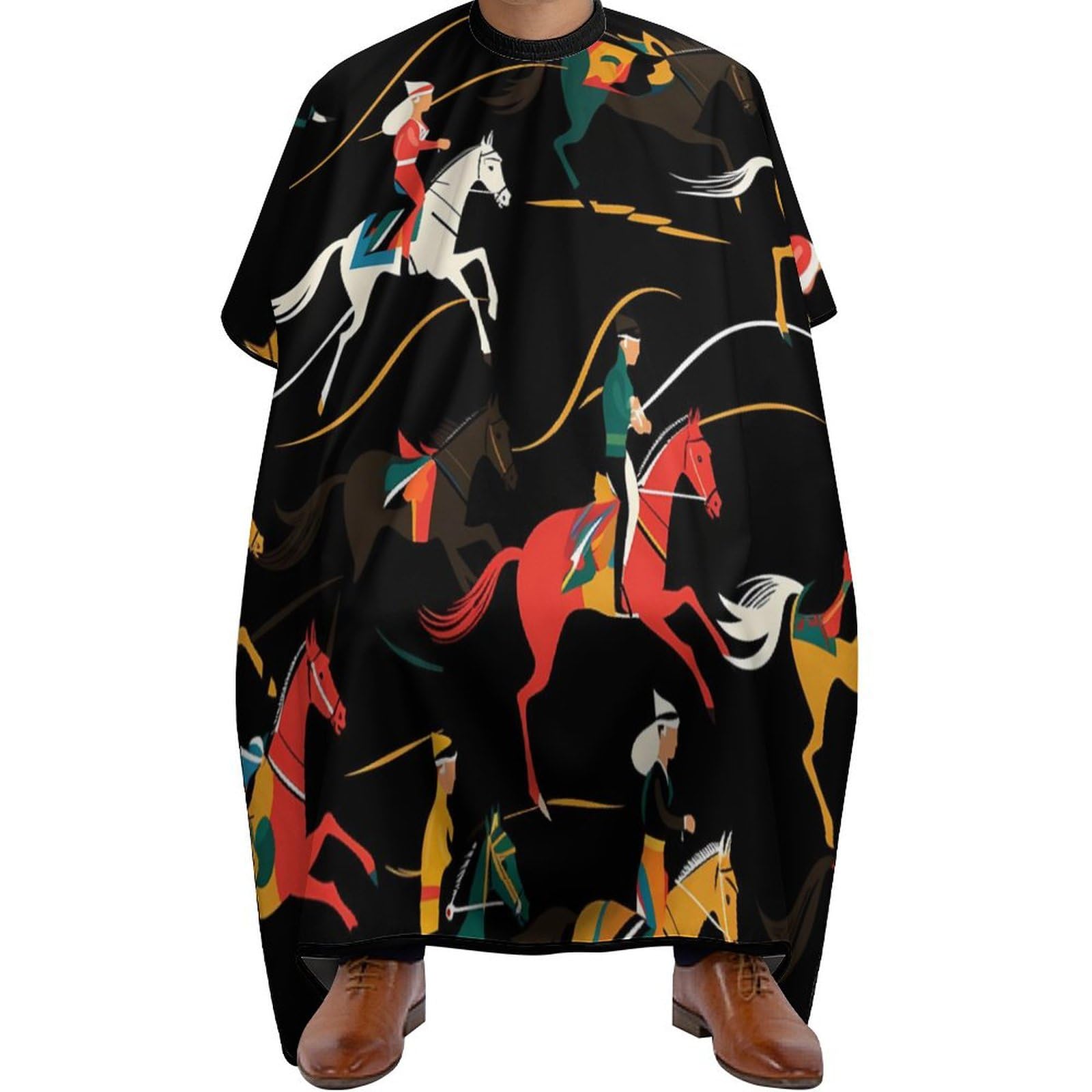 Horse Racing Hair Cutting Cape for Men Women Waterproof Barber Cape Adjustable Salon Haircut Capes