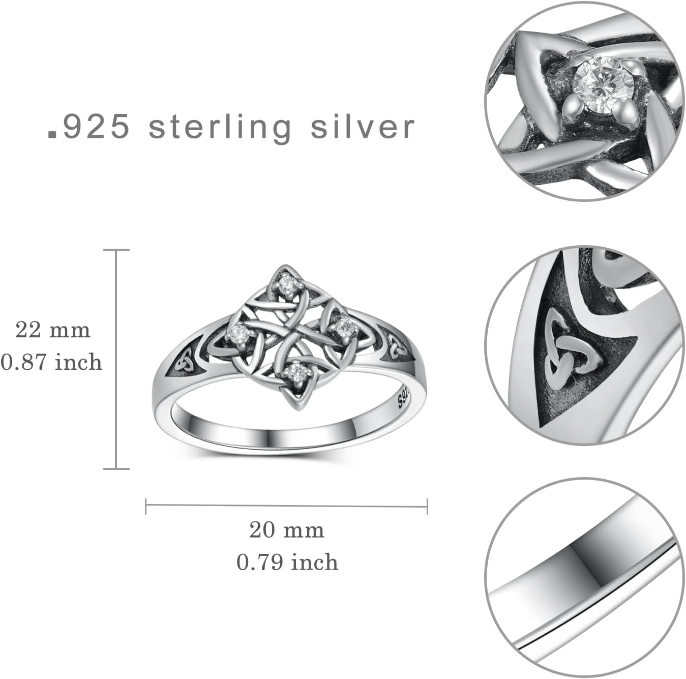 Witches Knot Ring 925 Sterling Silver Celtic Witch Knot Ring Wiccan Pagan Jewelry Gifts For Women - Image 4