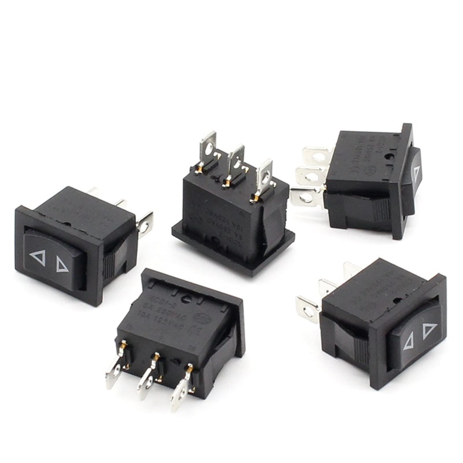 BKGWCSOR 5pcs Rocker Switch Momentary (ON)-Off-(ON) 3pins Switches