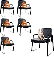 Vista 10 de CLATINA Big & Tall - Silla de invitados para sala de espera de 500 libras, silla de recepción de oficina de cuero sin ruedas con brazos acolchados