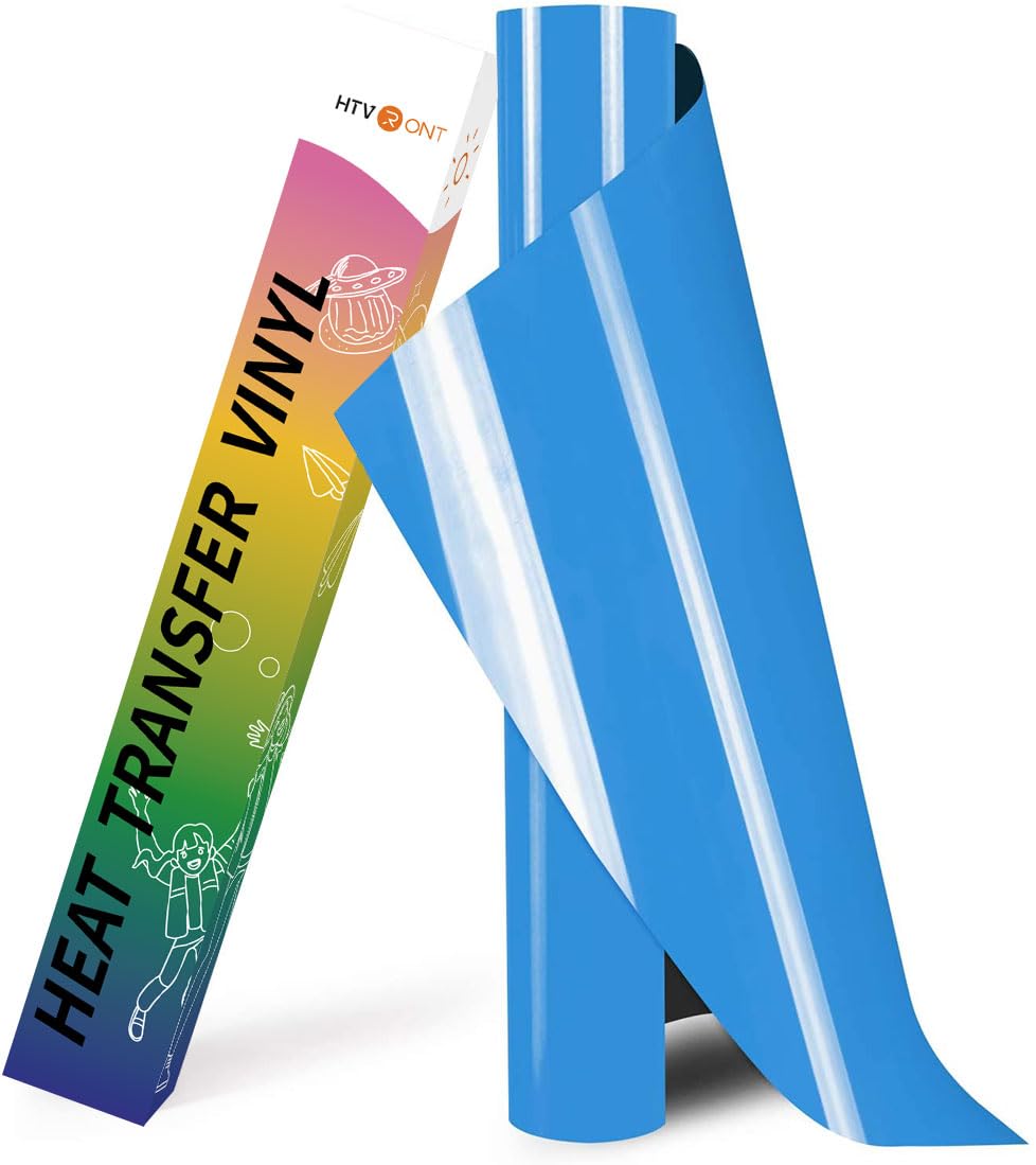 HTVRONT HTV Heat Transfer Vinyl - 12" x 8ft Lake Blue HTV Vinyl for Shirts