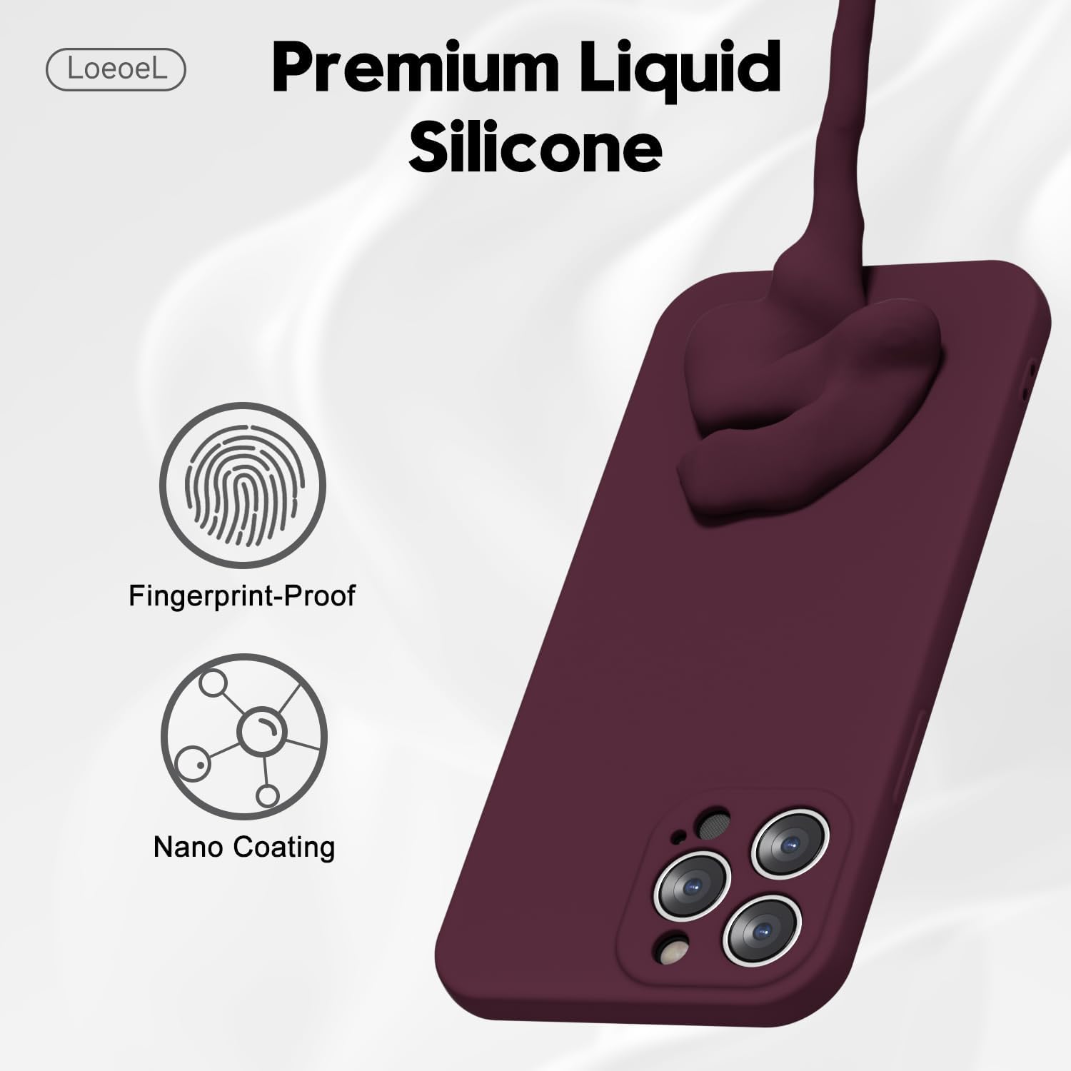 for iPhone 13 Pro Max Phone Case Silicone, Minimalist Ultra Thin Slim Soft Rubber Gel Solid Color Matte TPU Cute Case for Women Men, Girly Plain Aesthetic Design & Camera Cover, Burgundy Maroon - Image 3