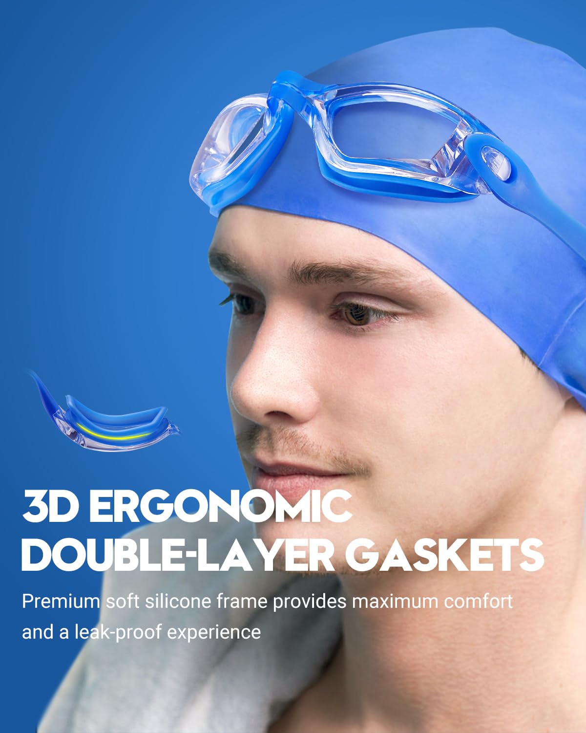 Juego de 2 gafas de natación sin fugas para adultos, hombres, mujeres, jóvenes