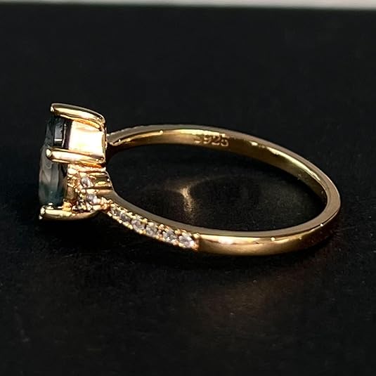 Michooyel S925 1,5 ct natuurlijke mosagaat ring sterling zilver aquatische agaat verlovingsring voor vrouwen unieke stenen trouwring sieraden cadeau
